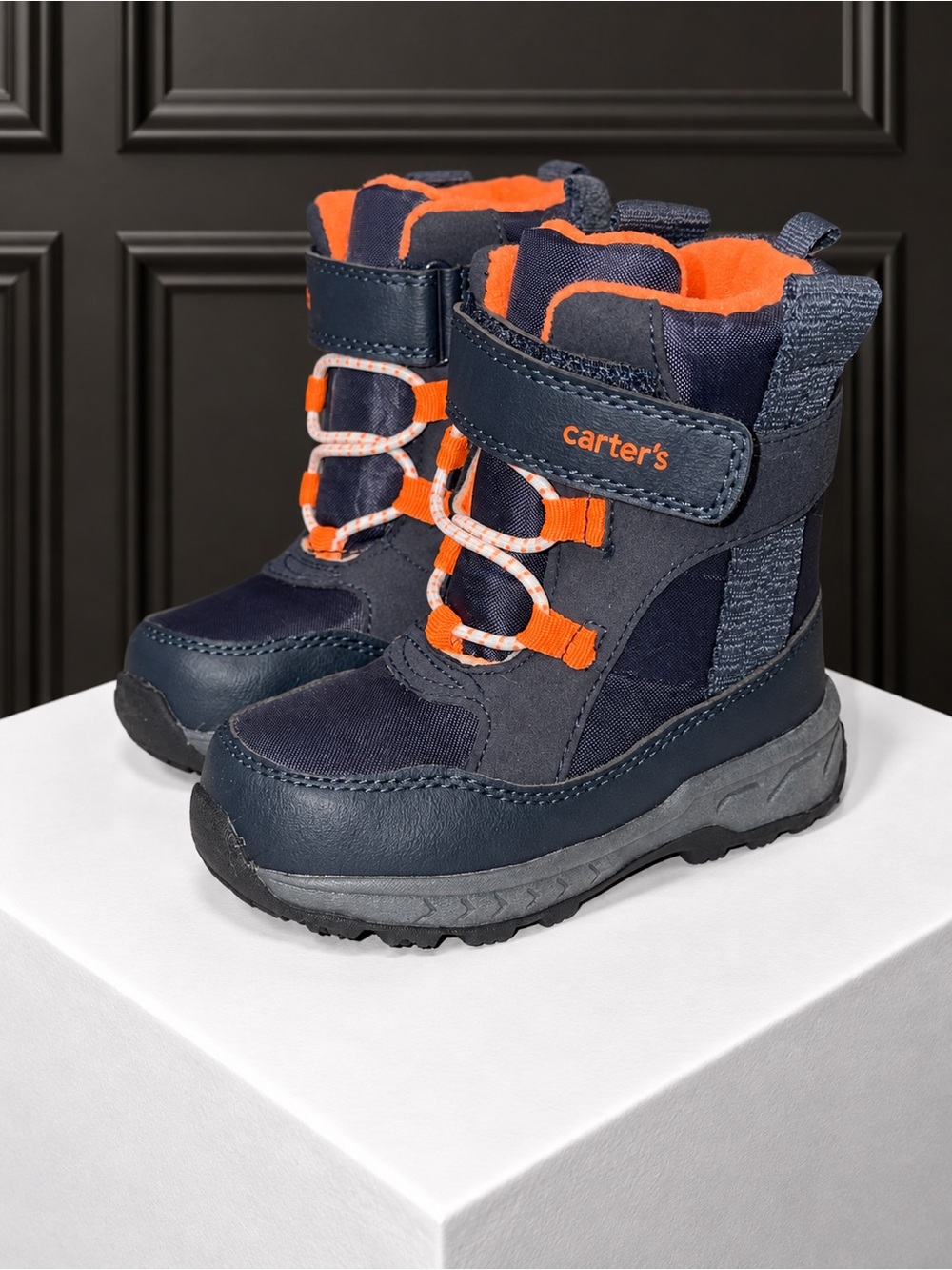 Carter’s Keilor Toddler Snow/Winter Boots Navy & Orange – Size 8M